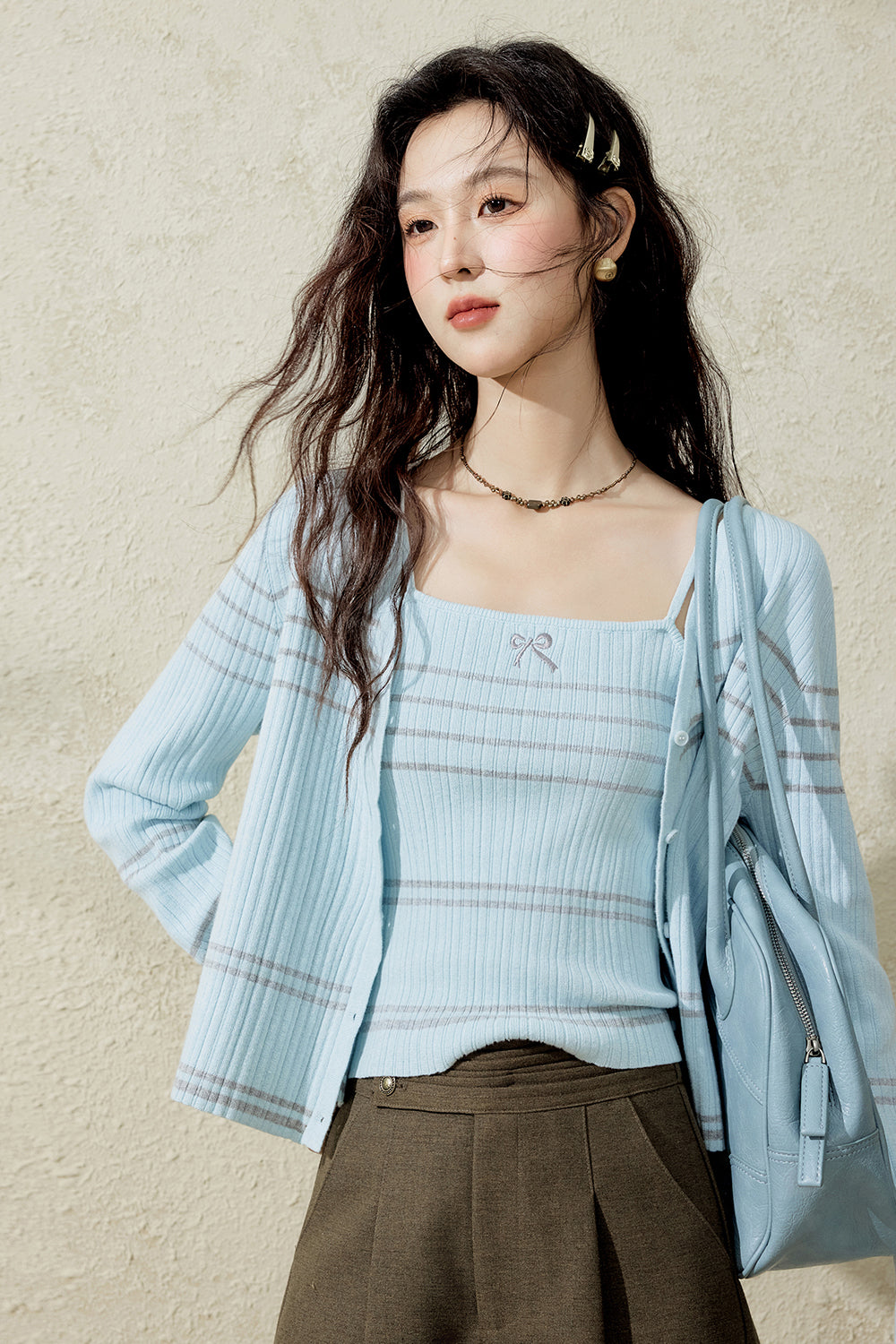 Bộ đồ sơ mi dệt kim cho nữ
