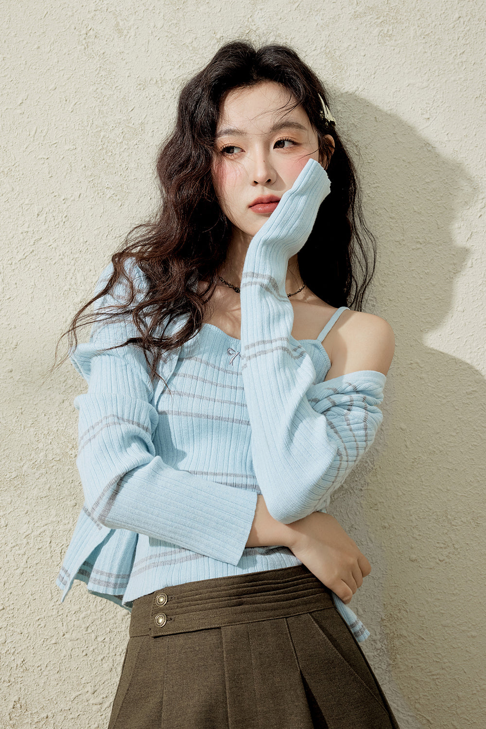 Bộ đồ sơ mi dệt kim cho nữ