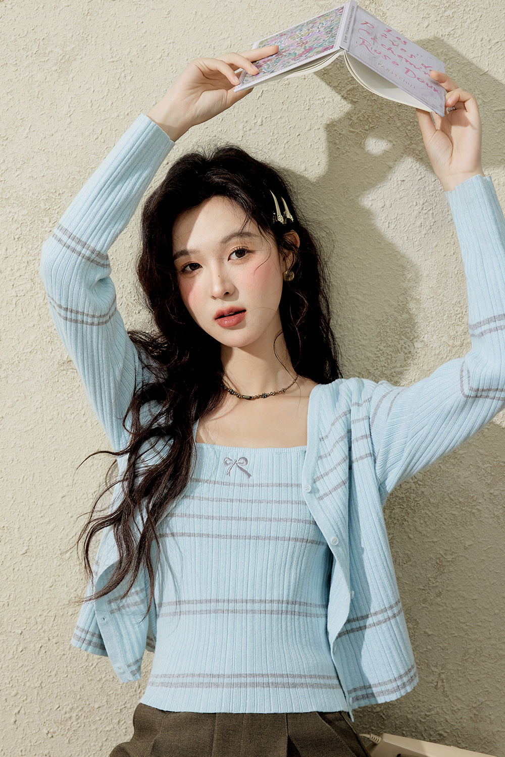 Bộ đồ sơ mi dệt kim cho nữ