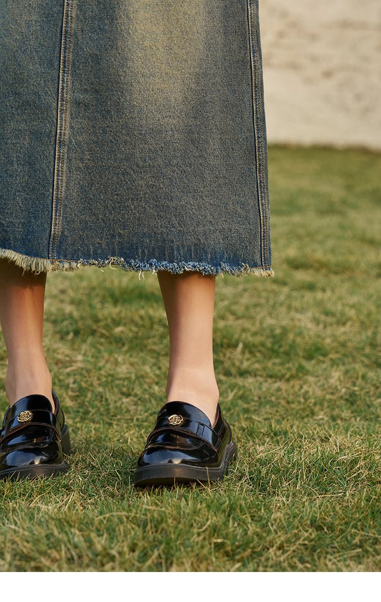 Rok Denim Panjang Pinggang Tinggi untuk Wanita