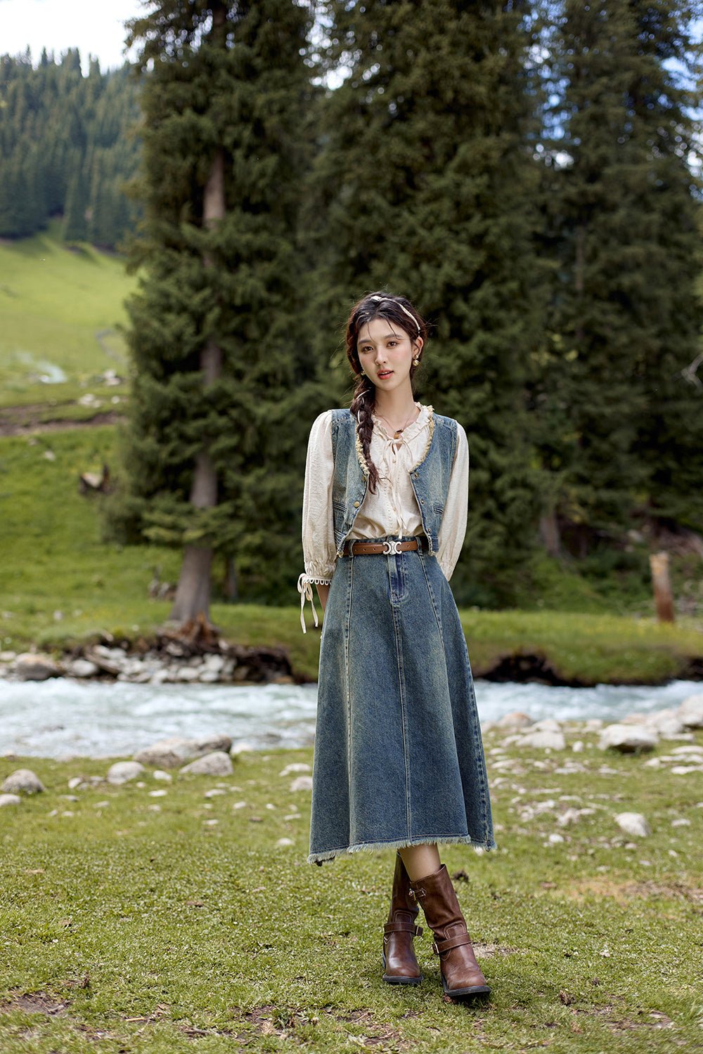 กระโปรงยาวทรงเอสำหรับผู้หญิง