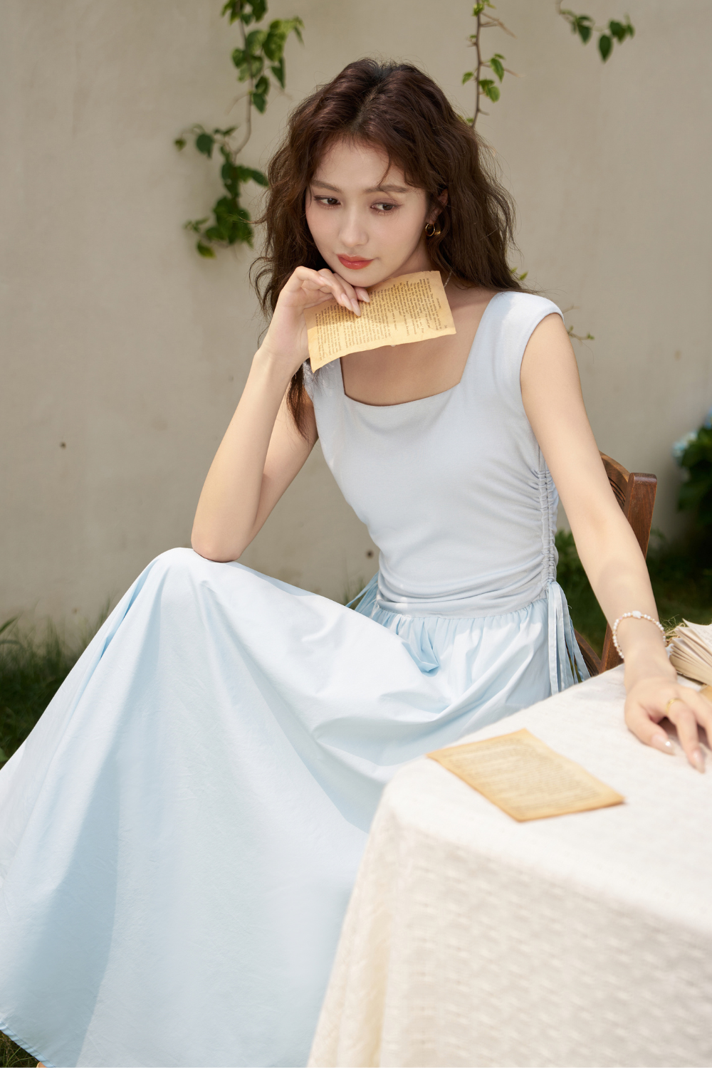 Blue Maxi Spaghetti Strap Dress for Women