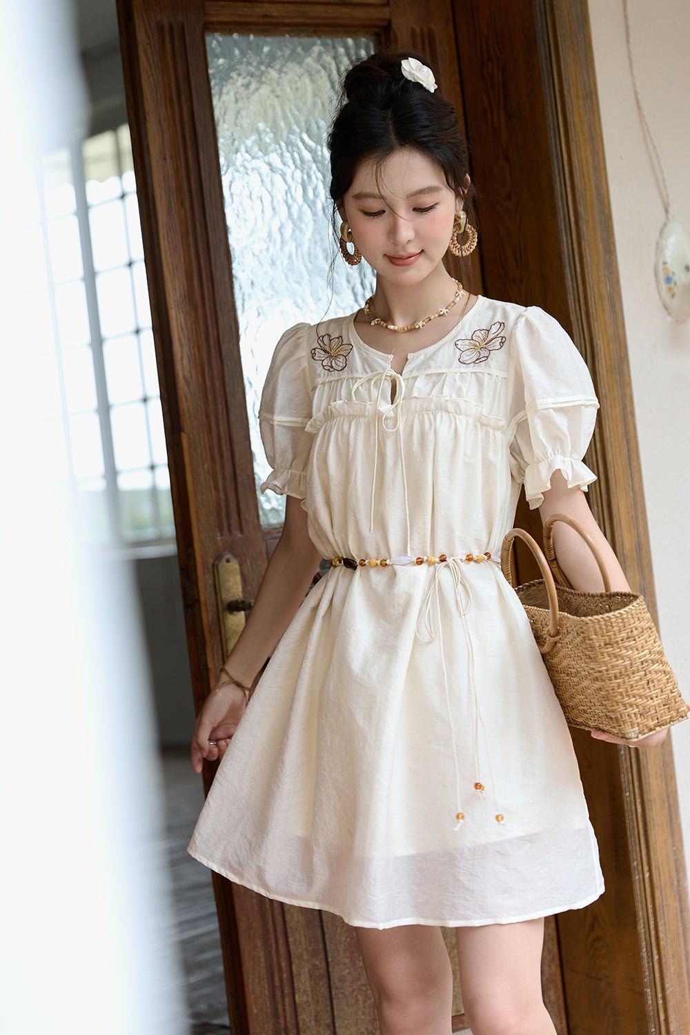 Gaun Midi Solid untuk Wanita