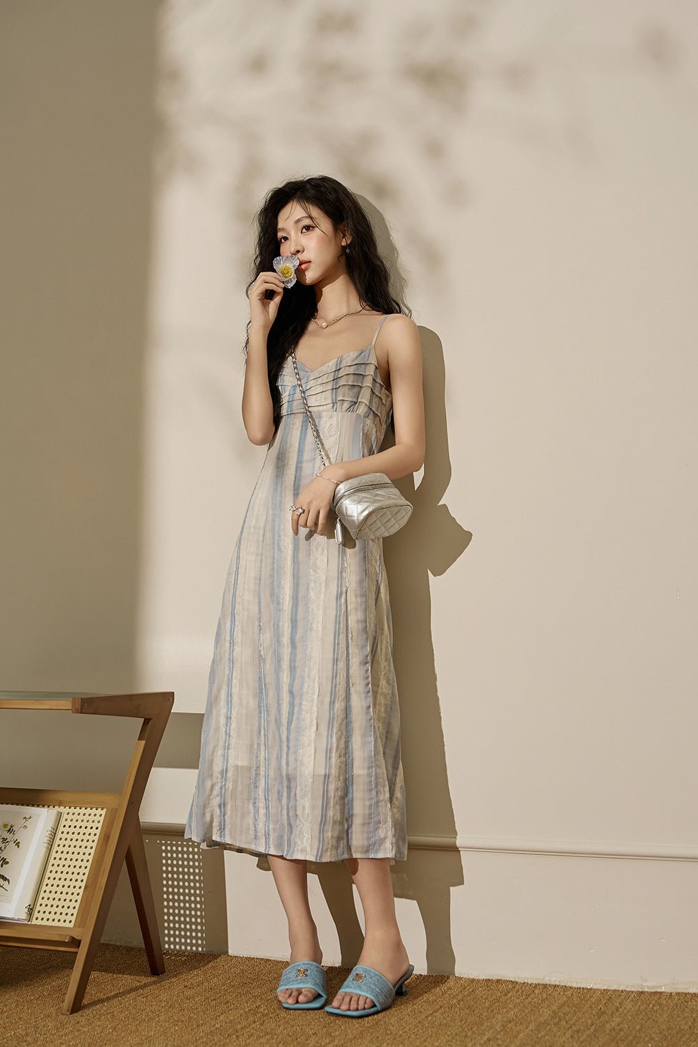 Gaun Tali Maxi Spaghetti Bunga Wanita