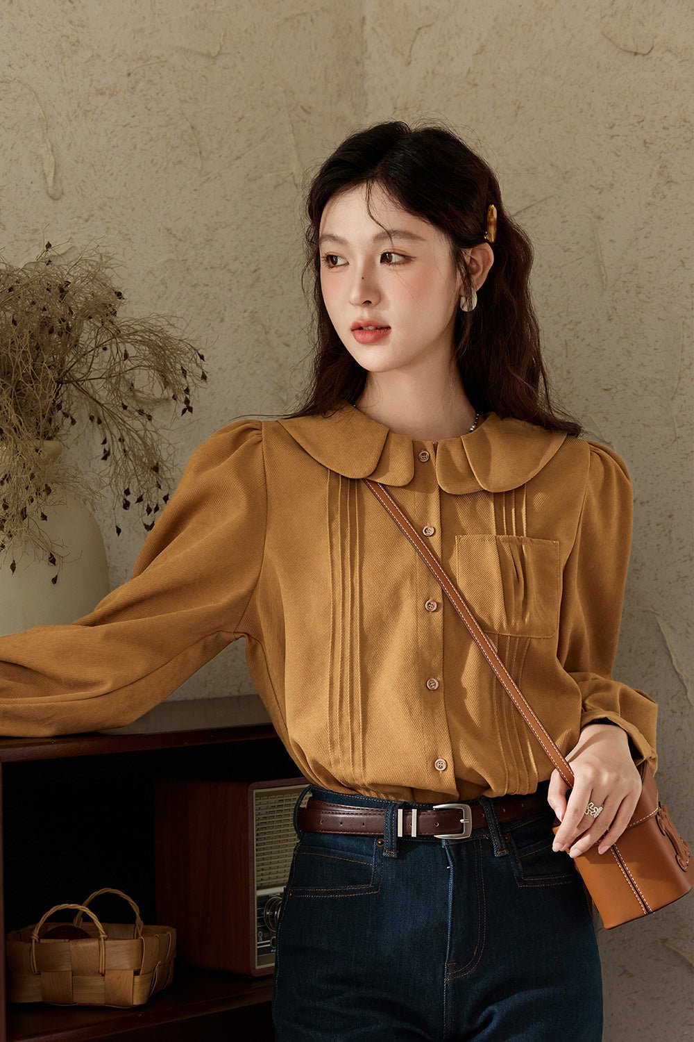 여성을위한 긴 소매 셔츠