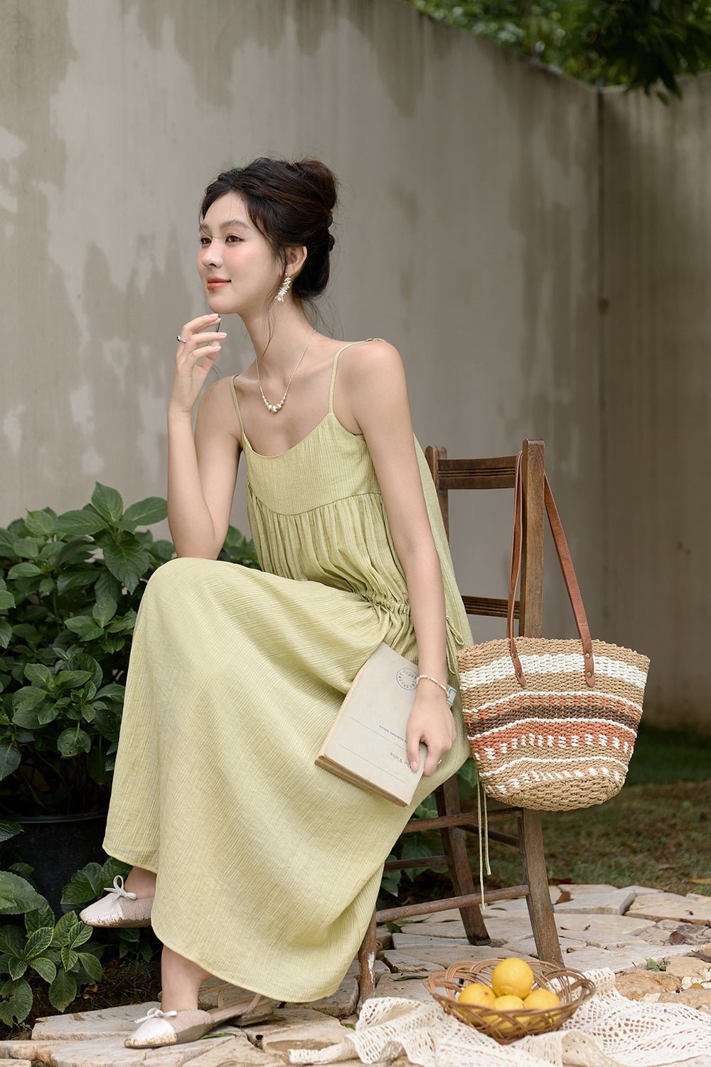 Gaun Tali Spaghetti Maxi untuk Wanita