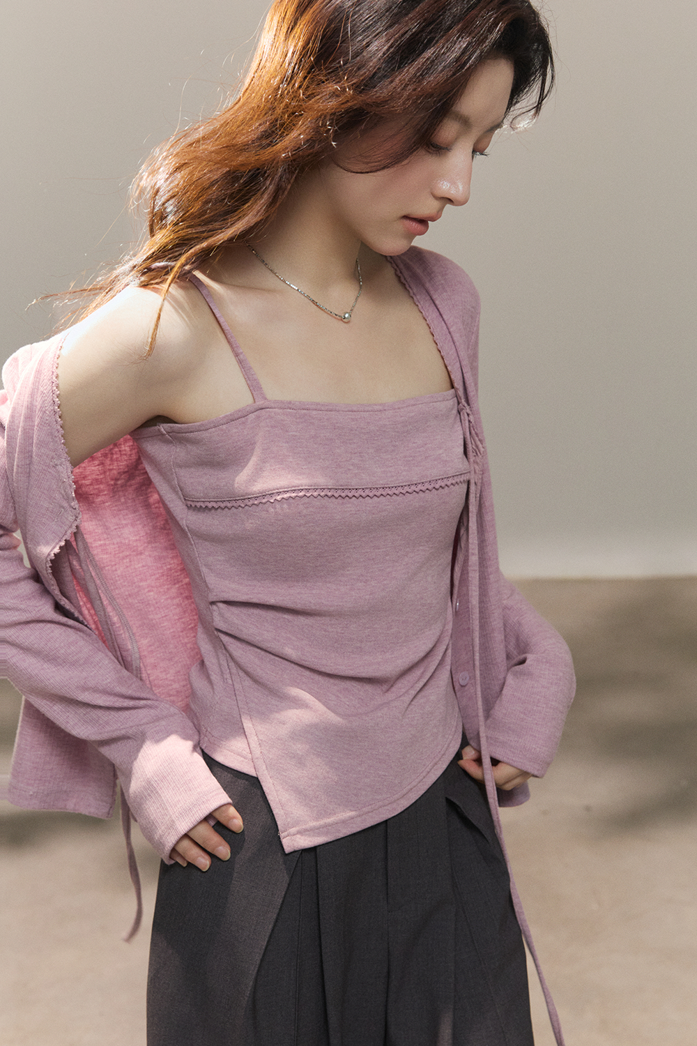 Spaghetti Strap Top and Cardigan Set