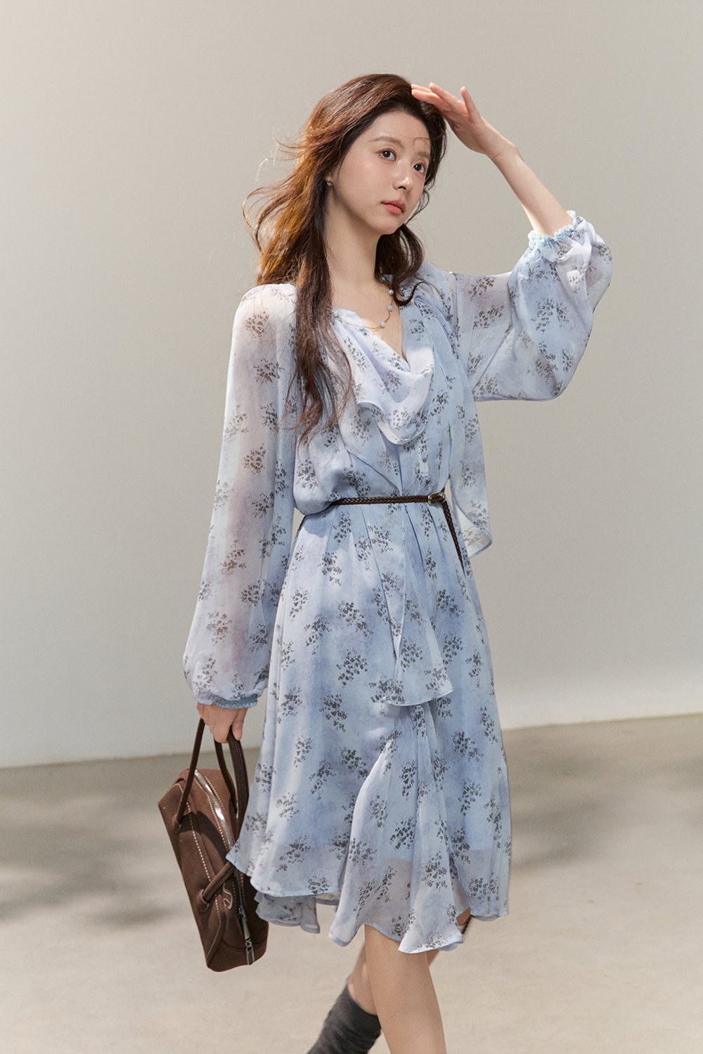 Midi Dress+Belt for Women