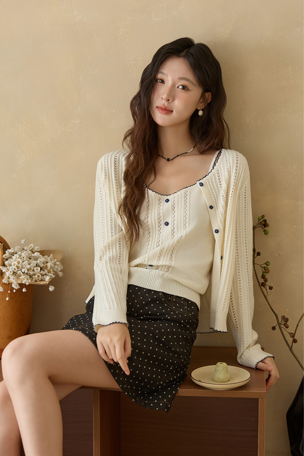 Spaghetti Strap Top and Cardigan Set