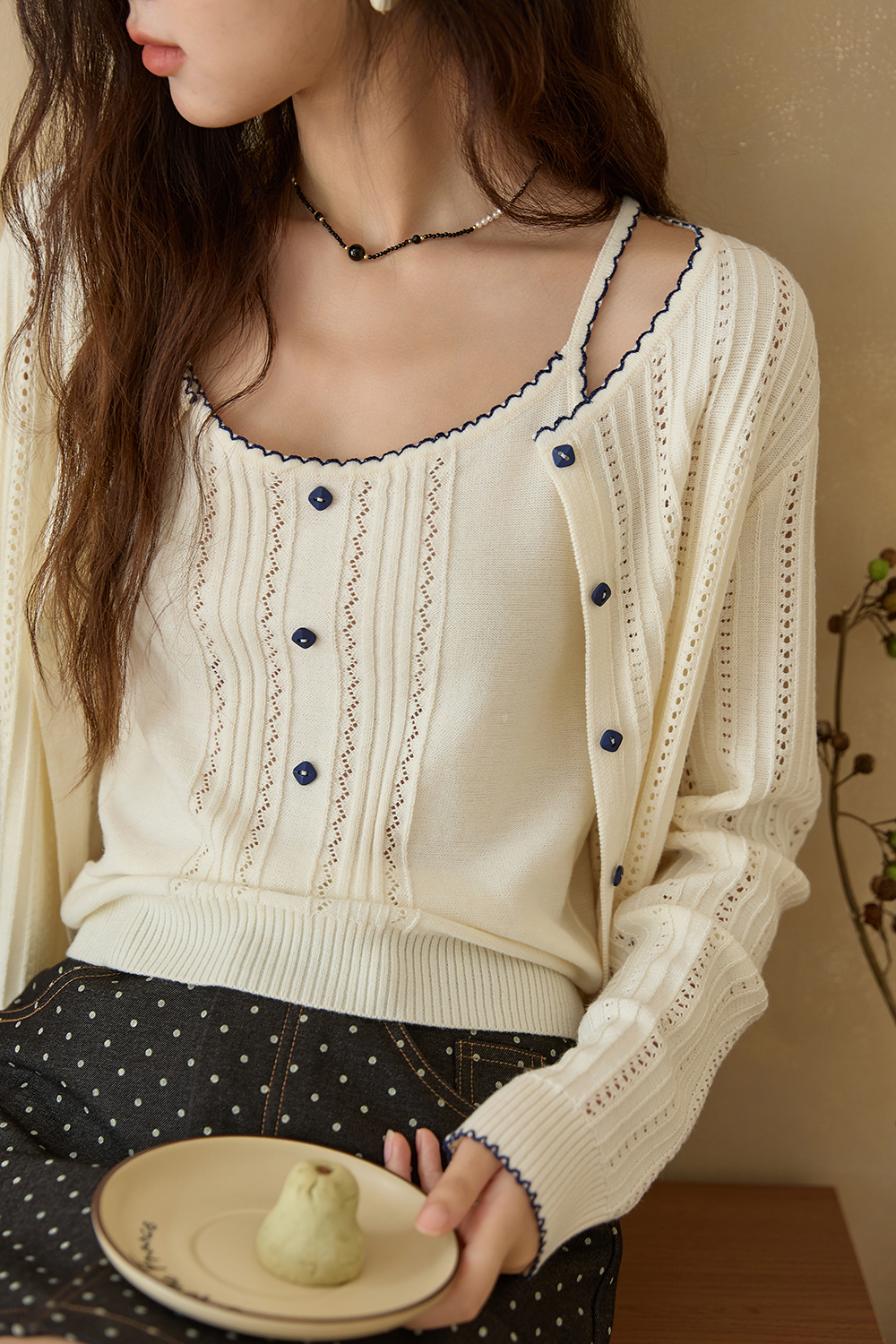 Spaghetti Strap Top and Cardigan Set