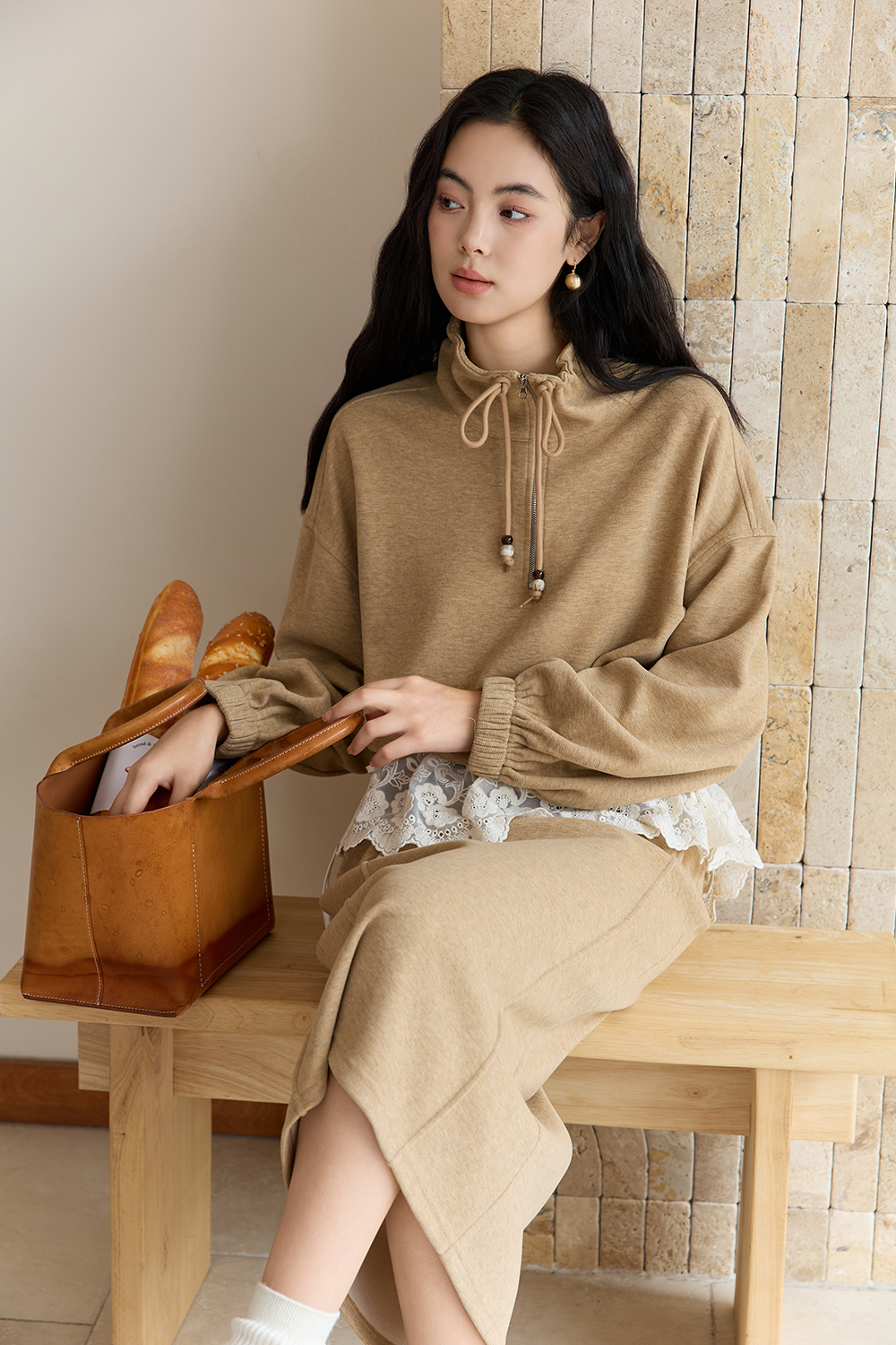 Sweatshirt and Skirt Suit Set