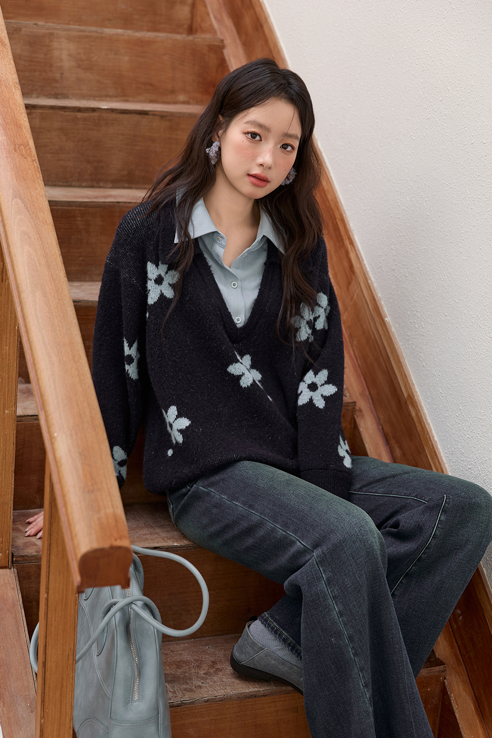 Fake Two Pieces Knit Shirt for Women