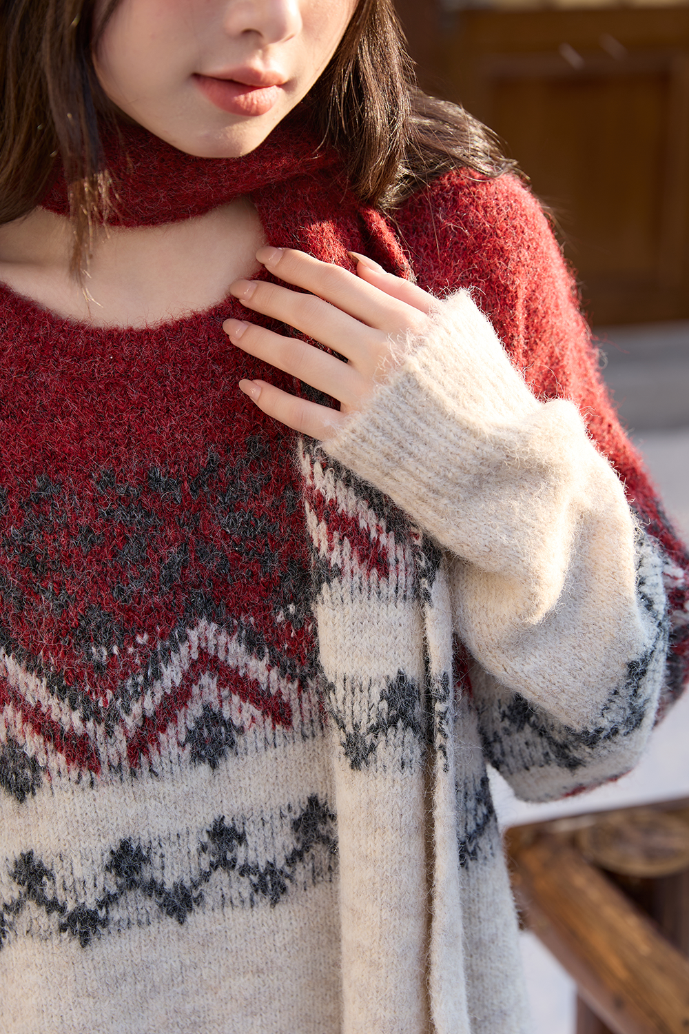 Knit Shirt+Scarf for Women