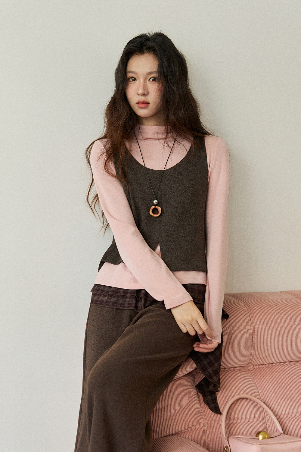 여성용 조끼+니트 셔츠