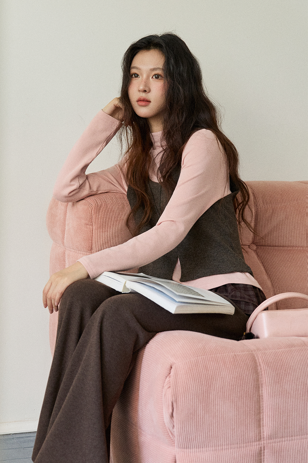 여성용 조끼+니트 셔츠