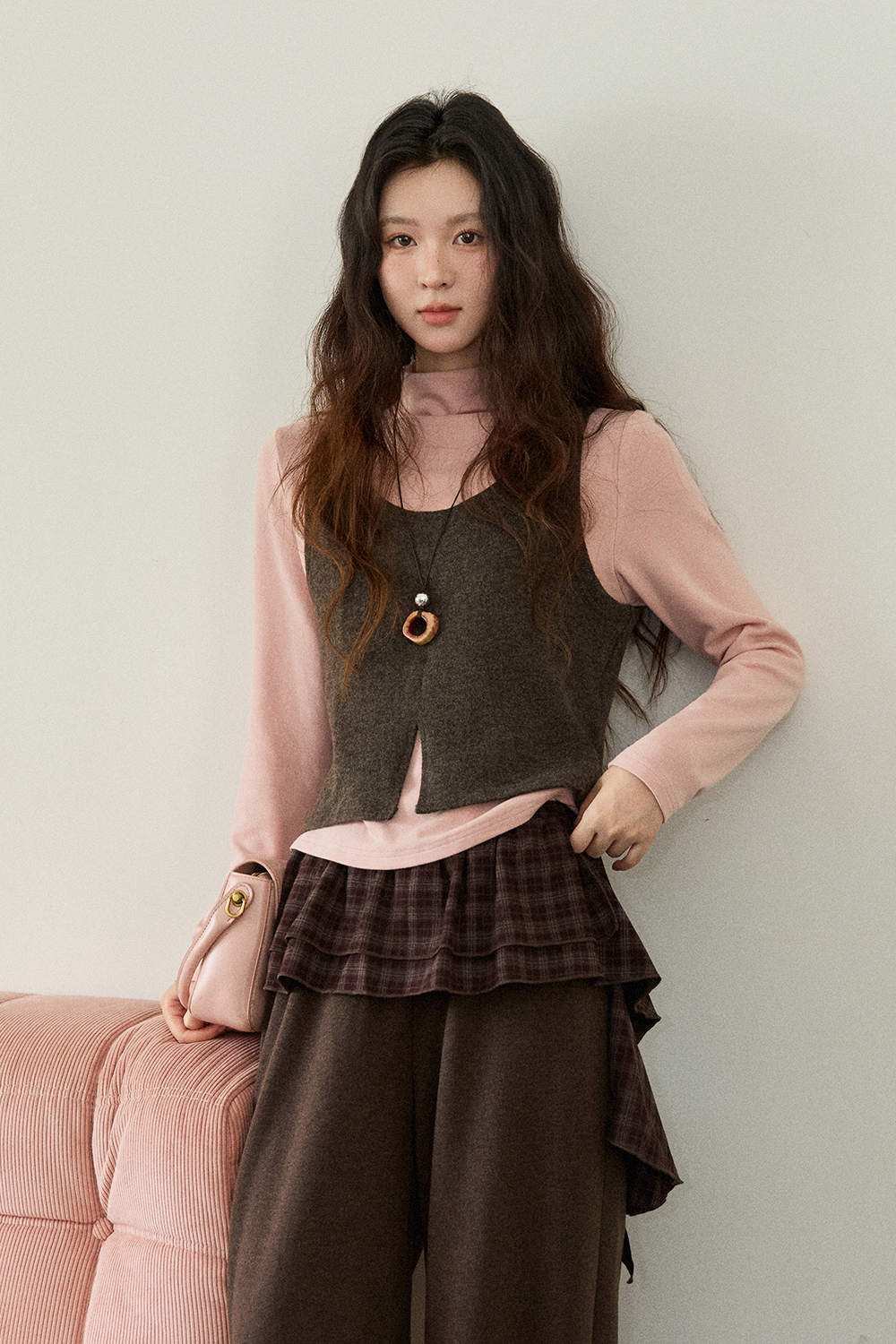 여성용 조끼+니트 셔츠