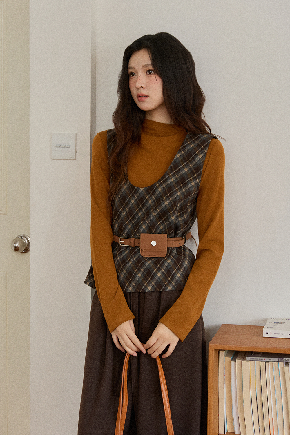 เสื้อกั๊ก+เสื้อถัก+กระเป๋าคาดเอวสำหรับผู้หญิง