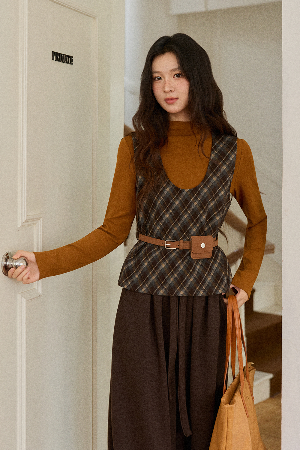 เสื้อกั๊ก+เสื้อถัก+กระเป๋าคาดเอวสำหรับผู้หญิง