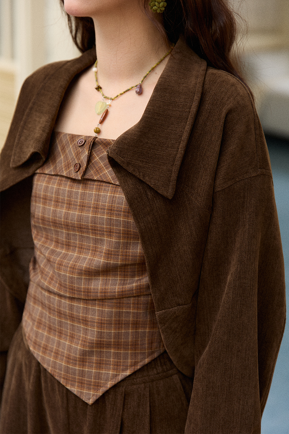 เซ็ตเสื้อสายเดี่ยว + เสื้อคลุม + กางเกง