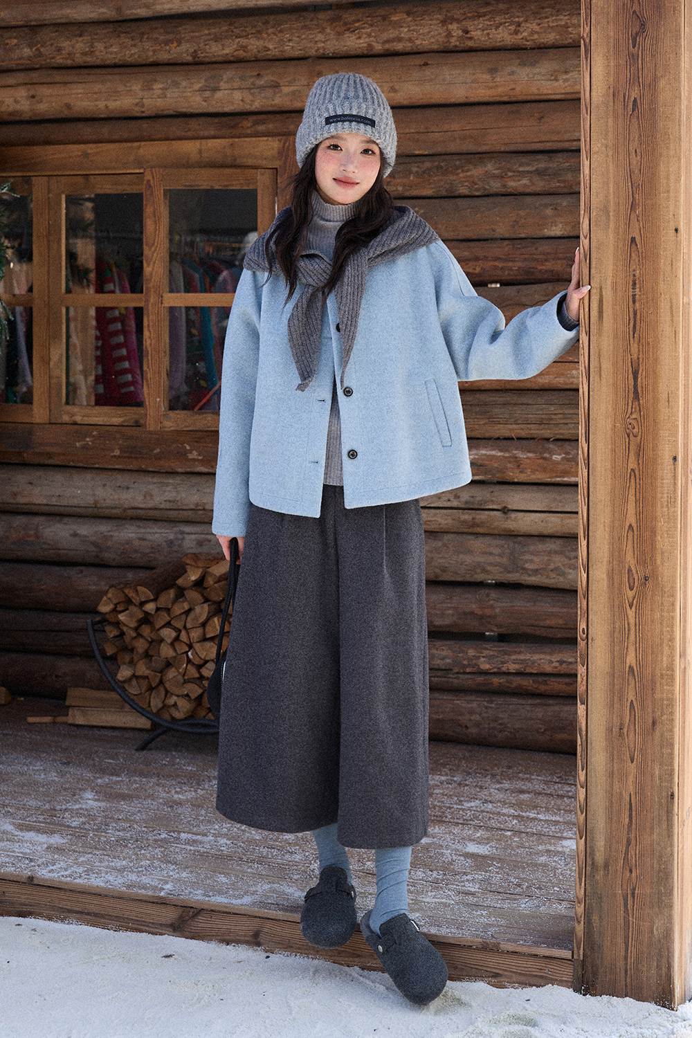 เสื้อโค้ท+ผ้าคลุมไหล่ สำหรับผู้หญิง