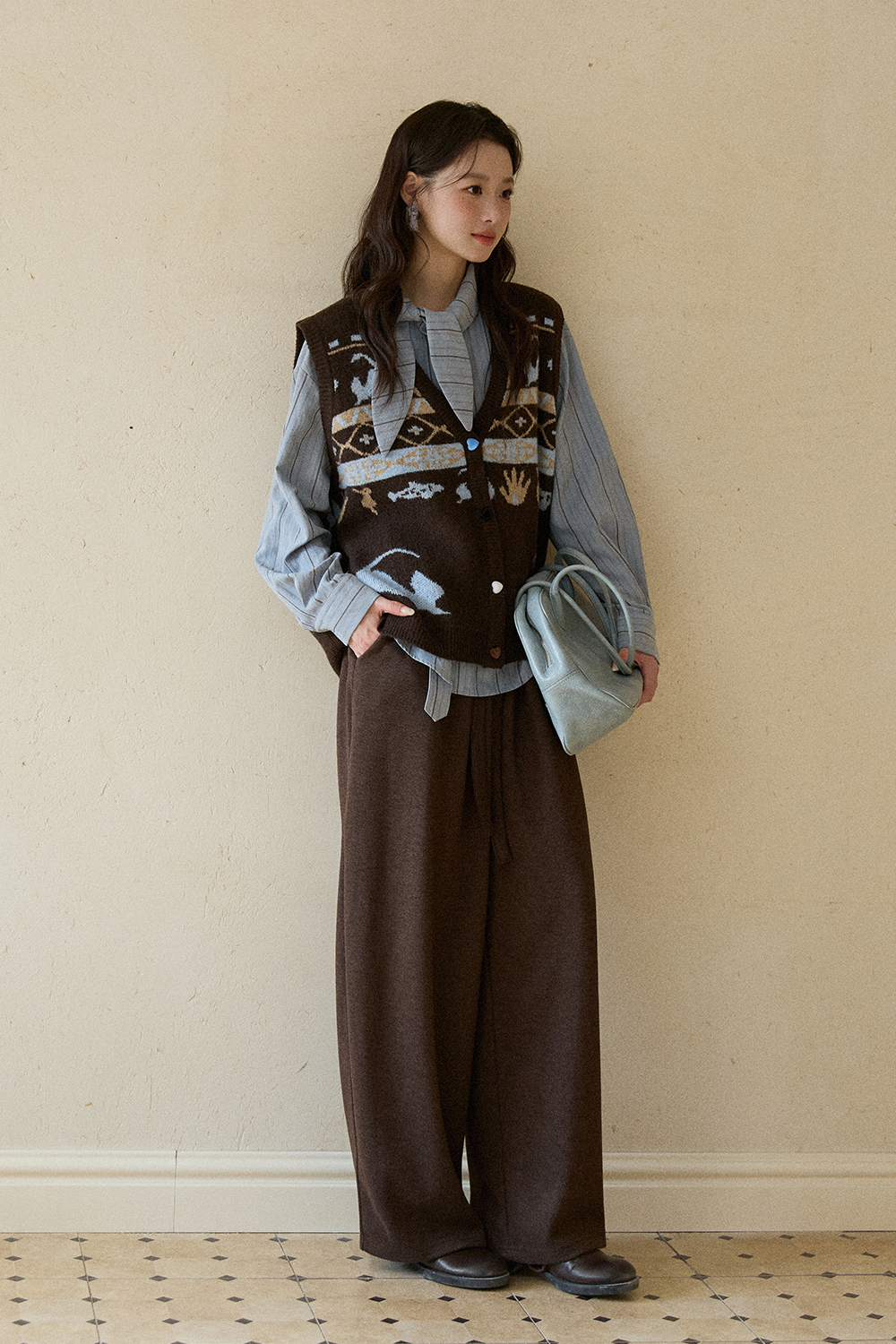 여성용 니트 조끼