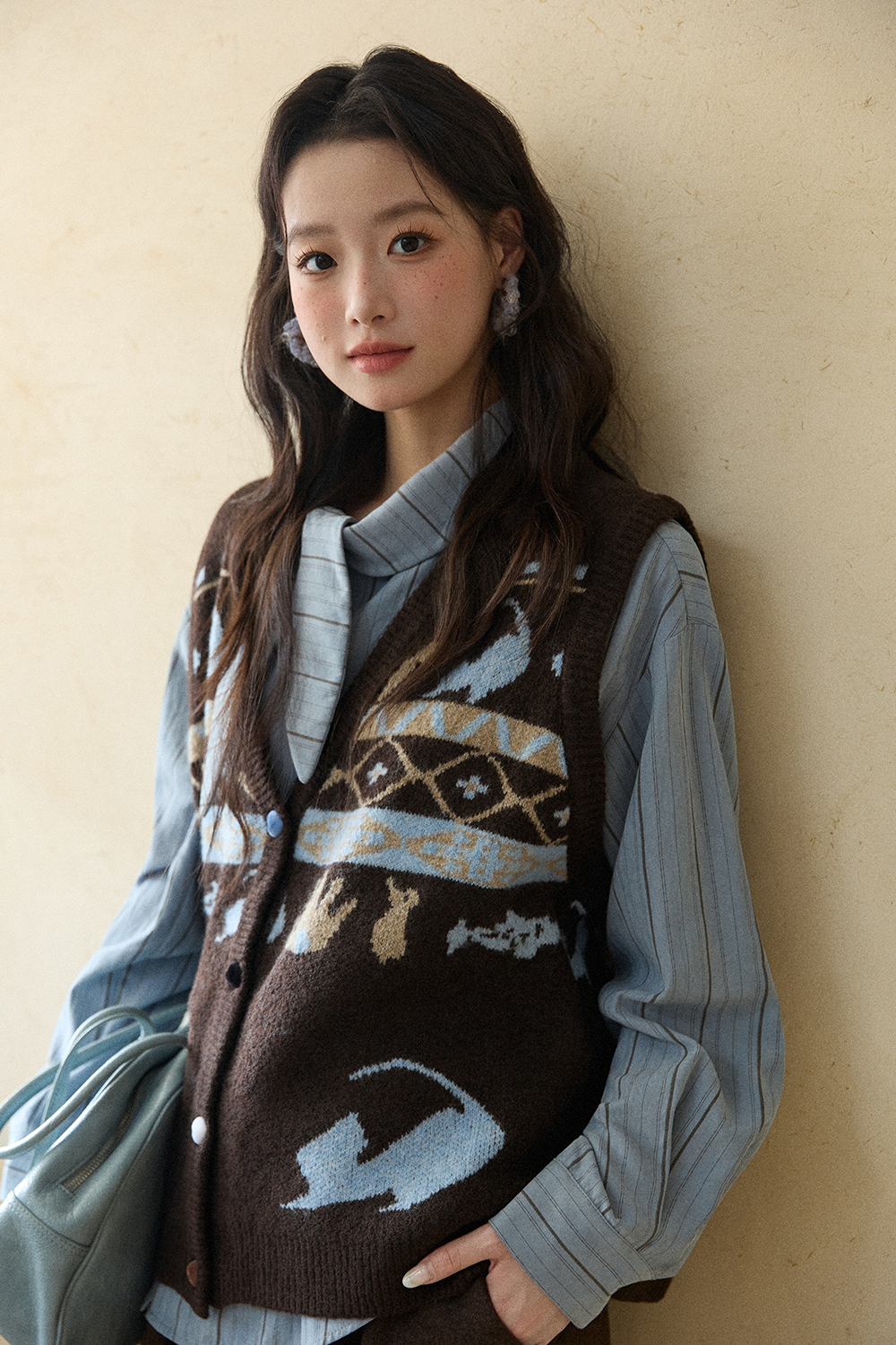 여성용 니트 조끼