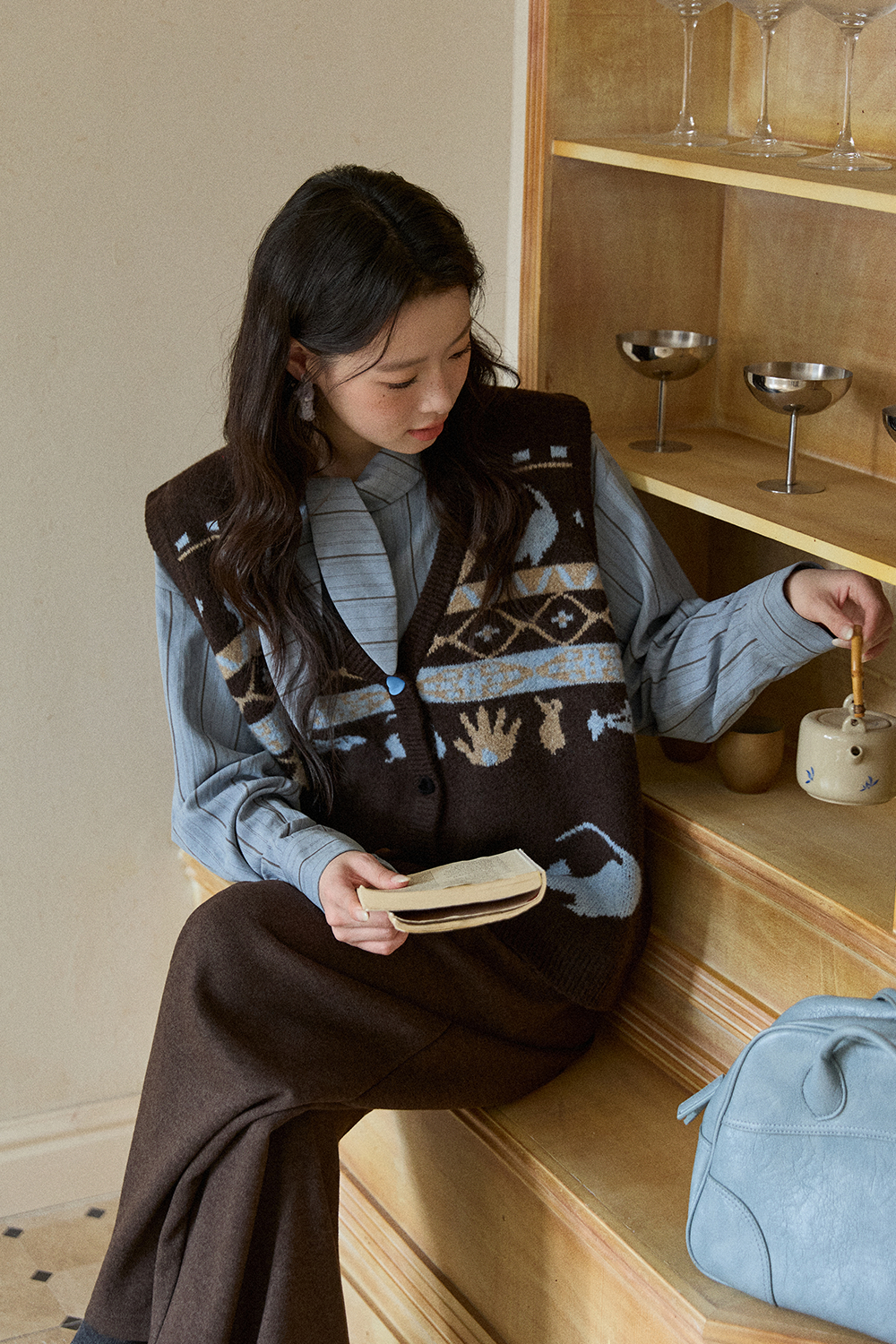 여성용 니트 조끼