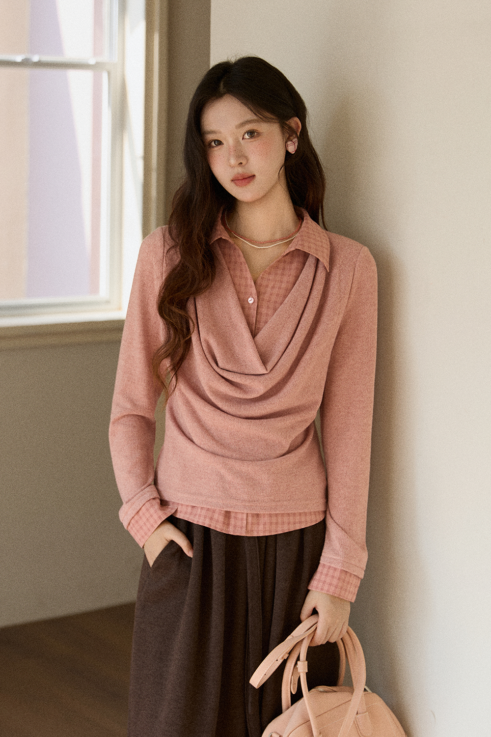 Fake Two Pieces Knit Shirt for Women