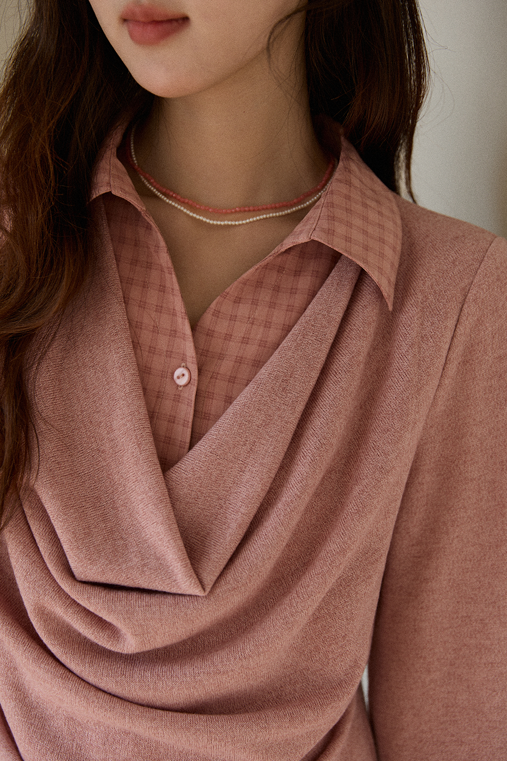 여성용 가짜 투피스 니트 셔츠