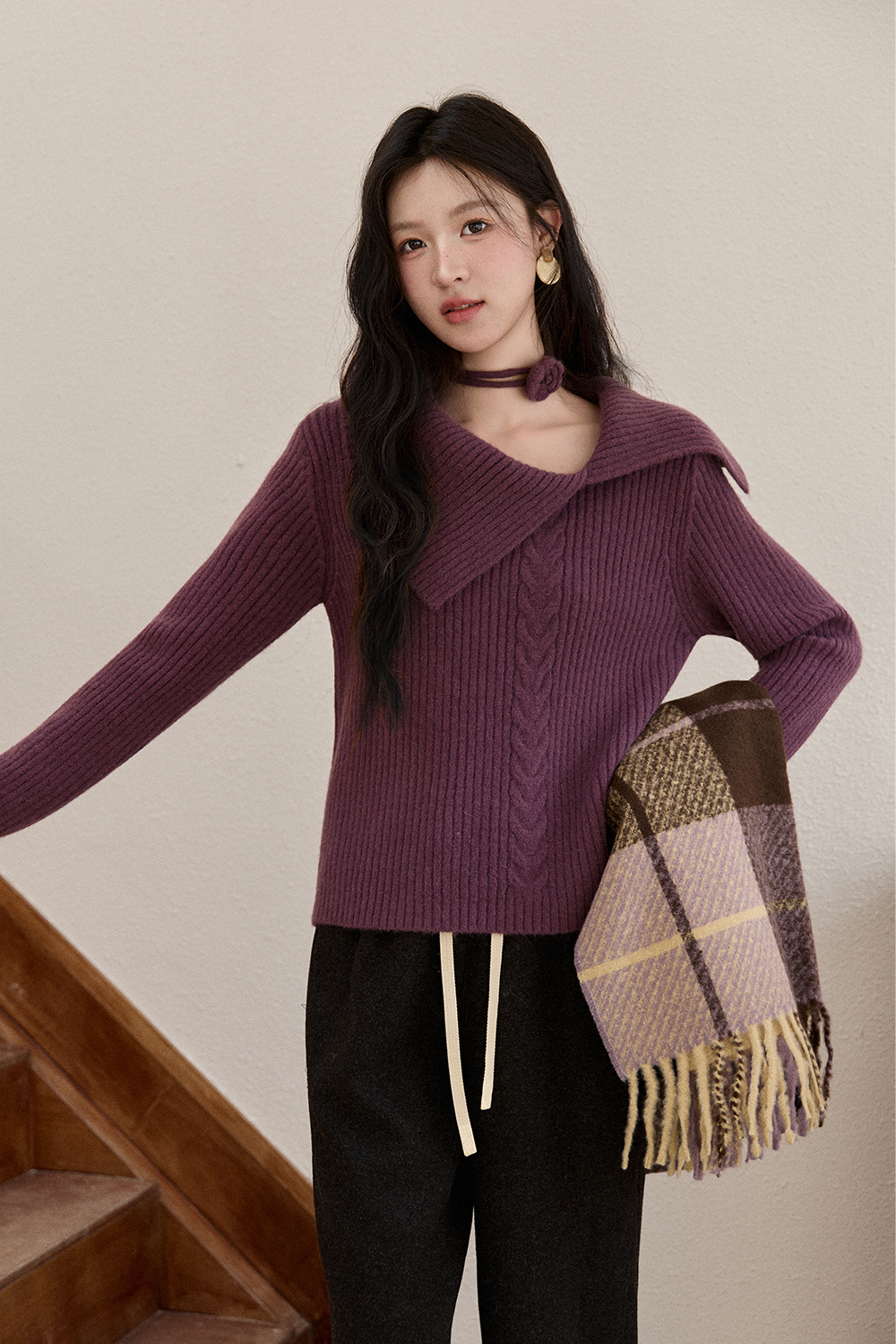 Kemeja Rajut+Pita untuk Wanita