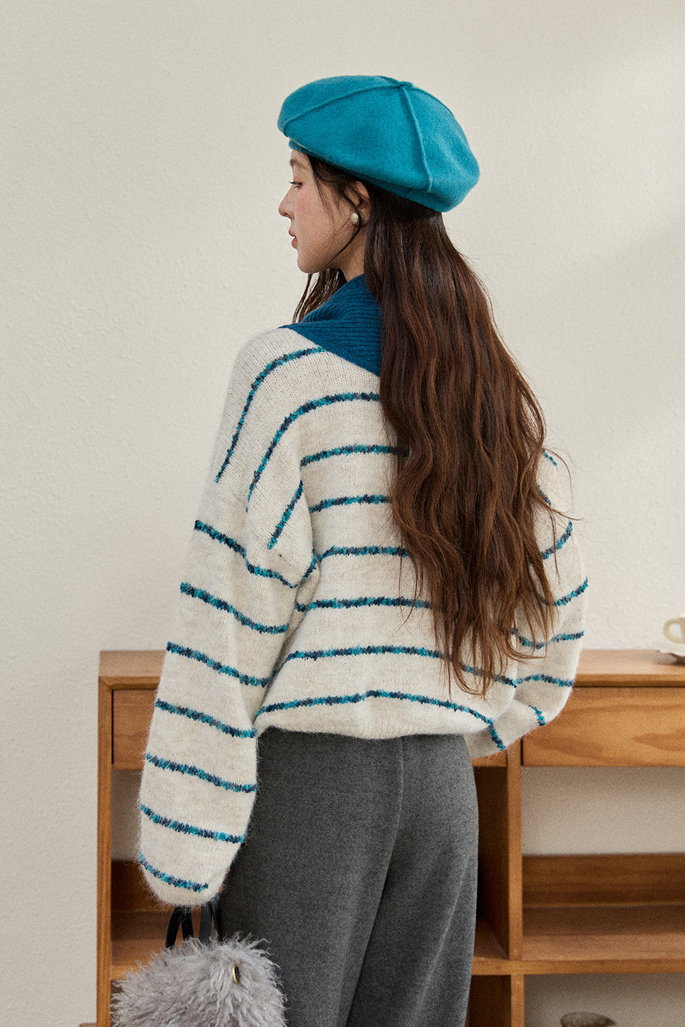 여성용 니트 셔츠+숄