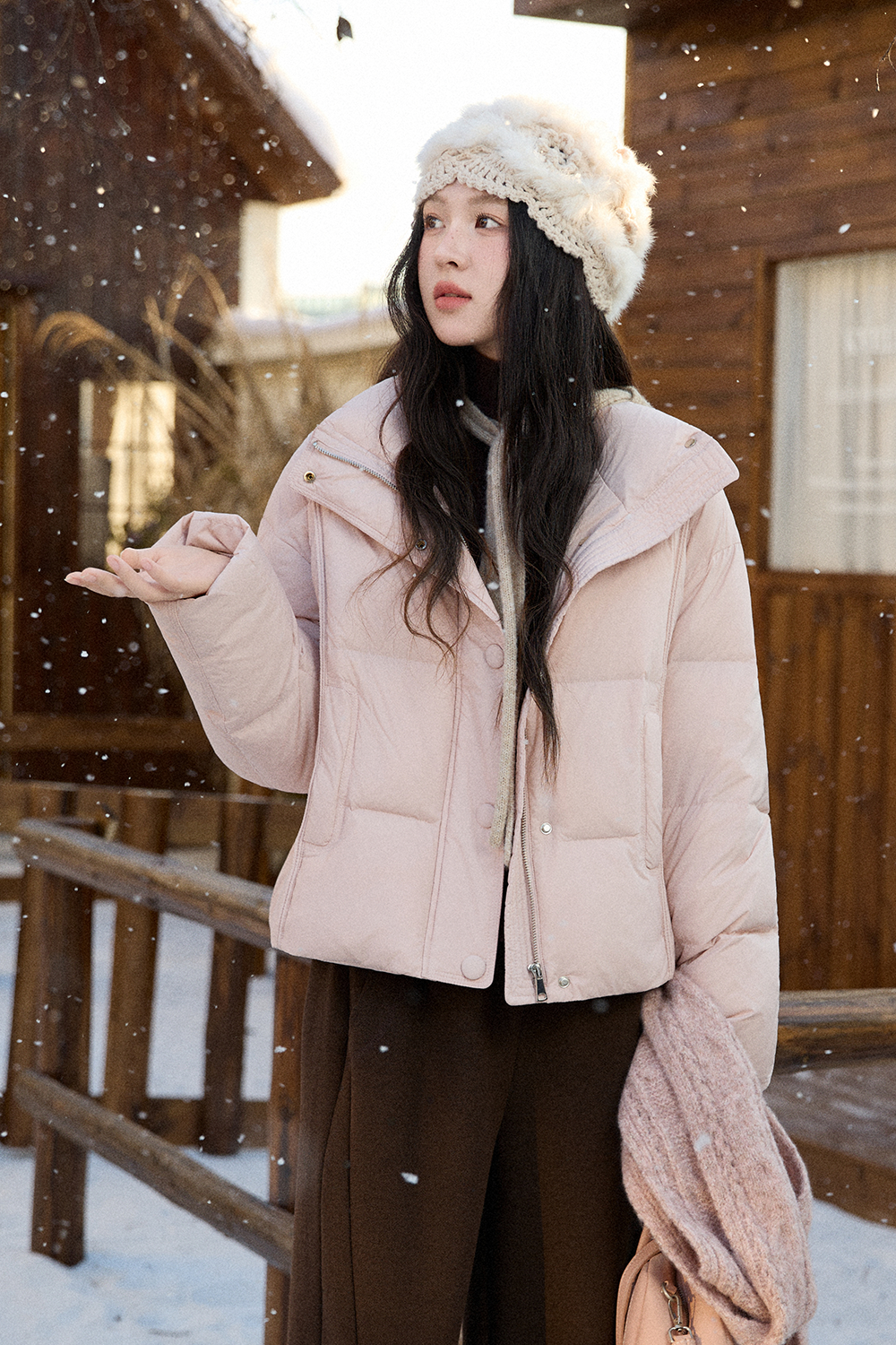 여성용 퍼퍼 재킷+모자