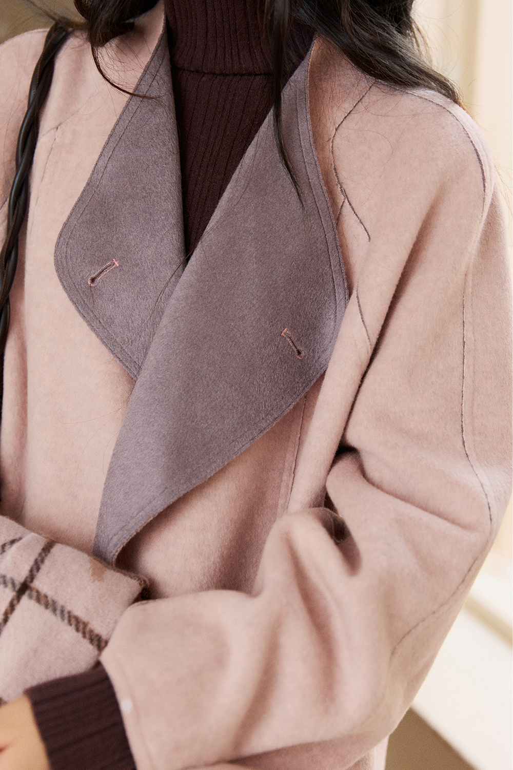 เสื้อโค้ทขนสัตว์+ผ้าพันคอสำหรับผู้หญิง