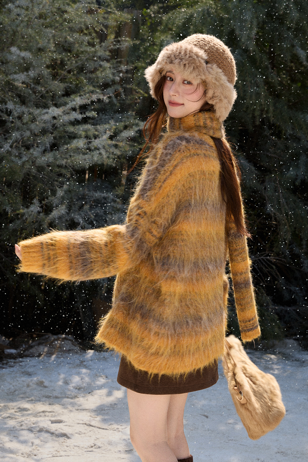 เสื้อถัก+ผ้าพันคอสำหรับผู้หญิง