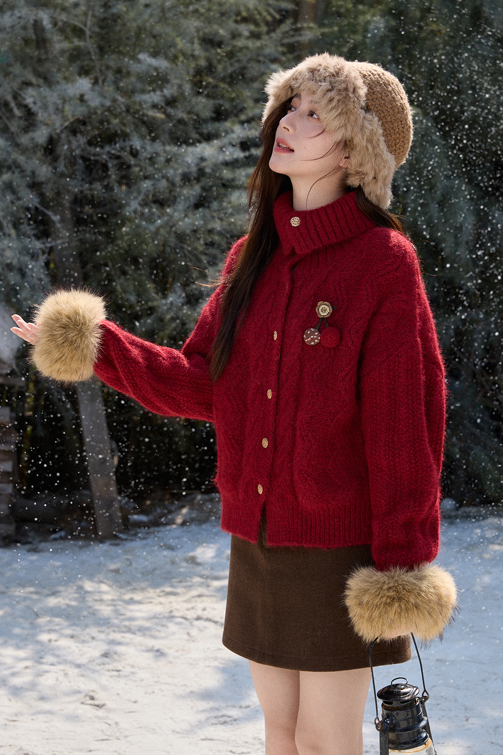 Knit Shirt and Furry Sleeve Cuffs Set Separately Sold