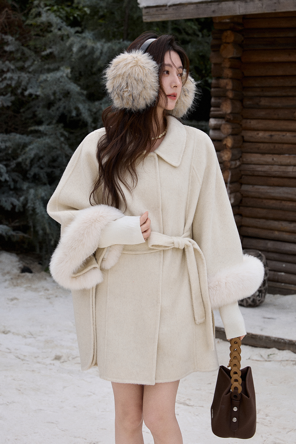 여성용 울 코트+벨트