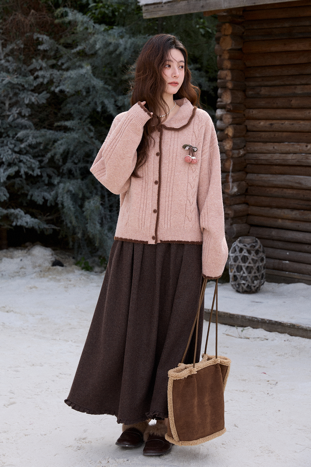 Knit Shirt+Brooch for Women