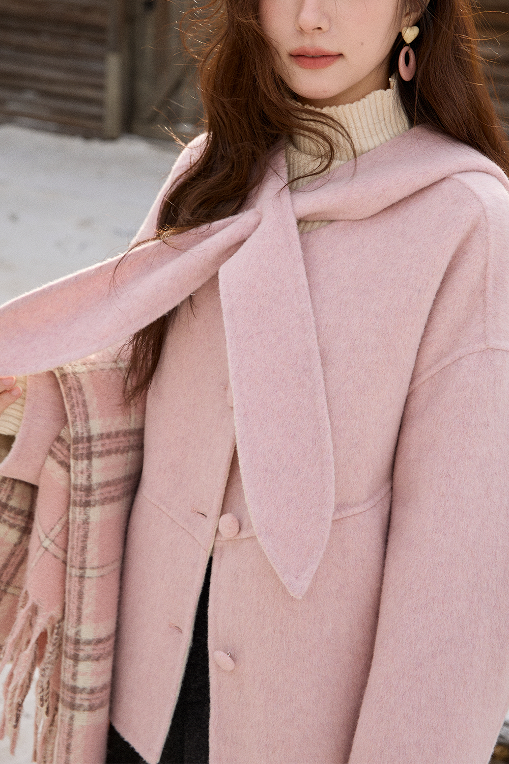 เสื้อโค้ทขนสัตว์+หมวกสำหรับผู้หญิง