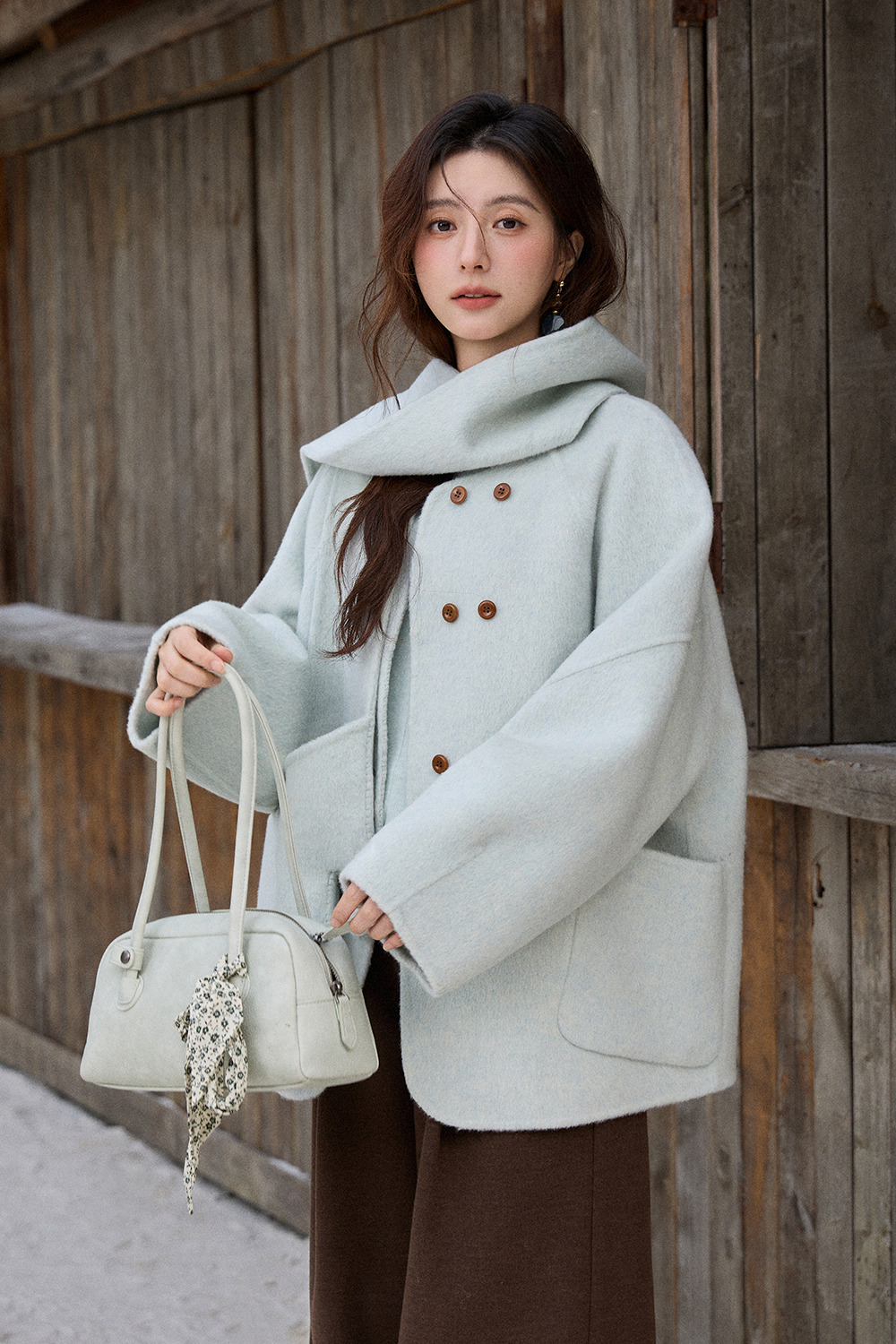 Woolen Coat+Scarf for Women