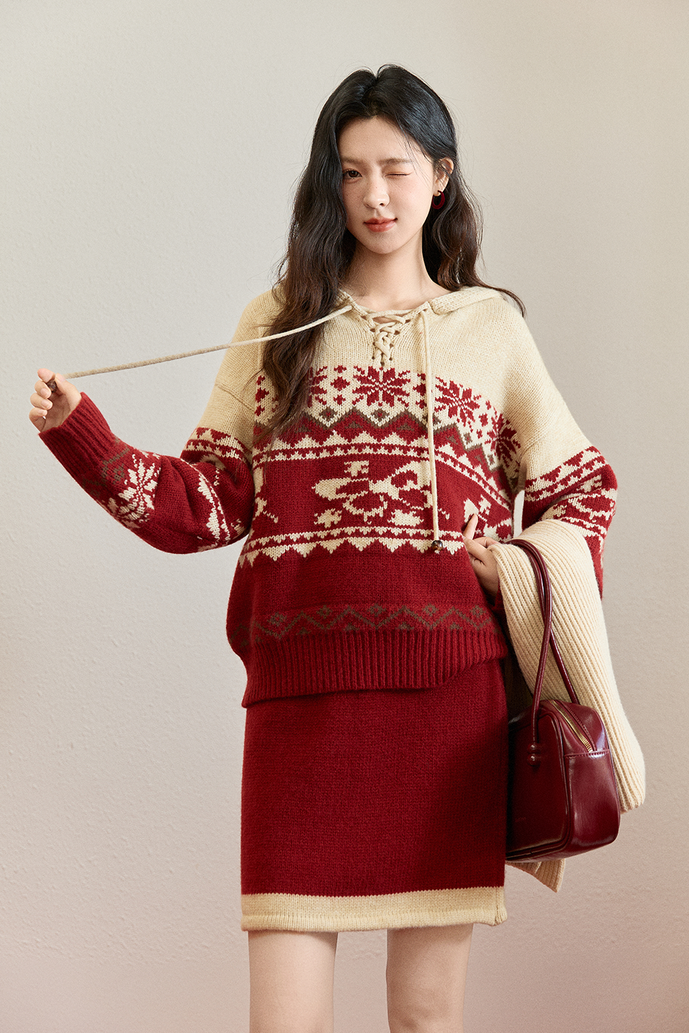 Knit Shirt and Skirt Set