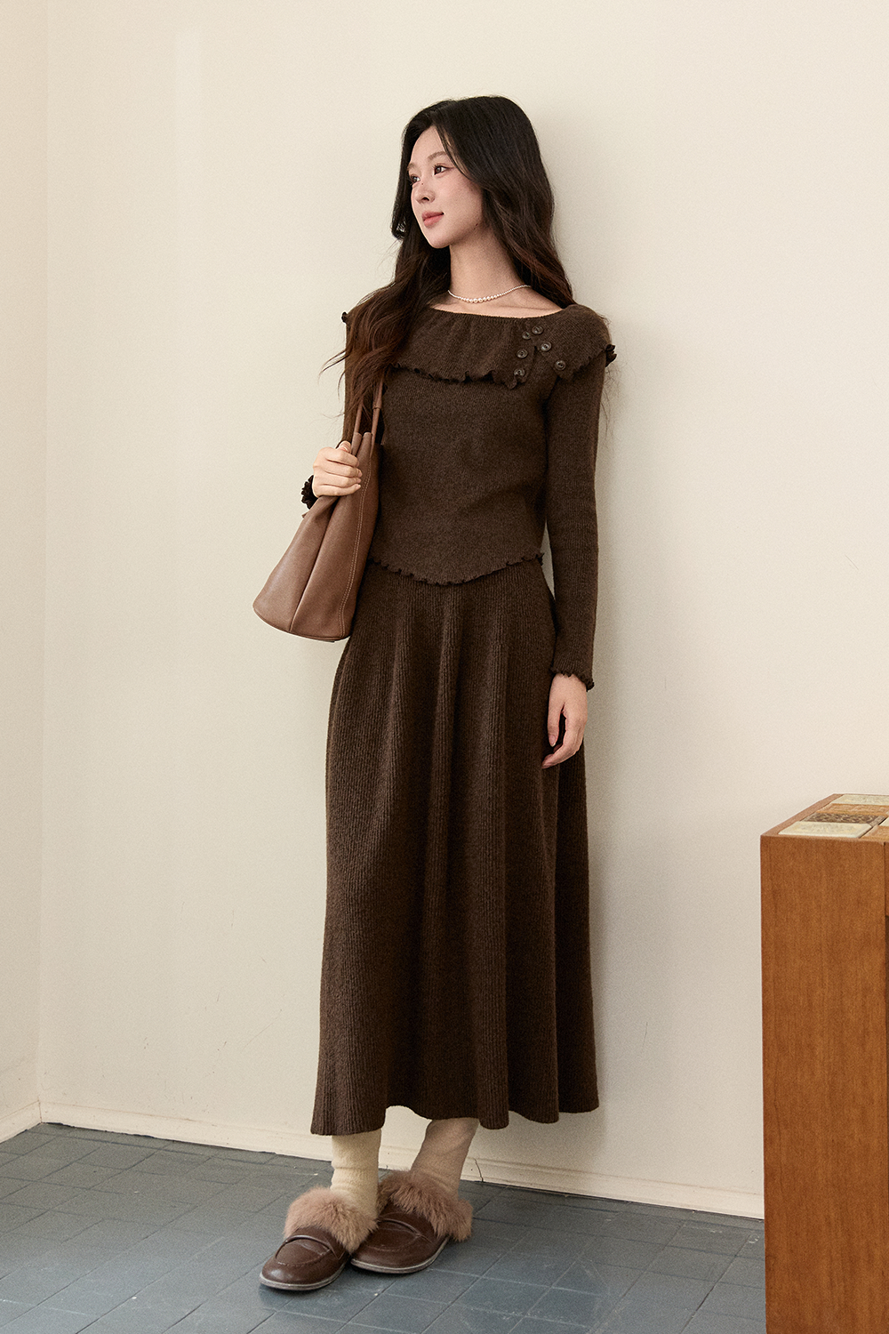 Knit Shirt and Skirt Set