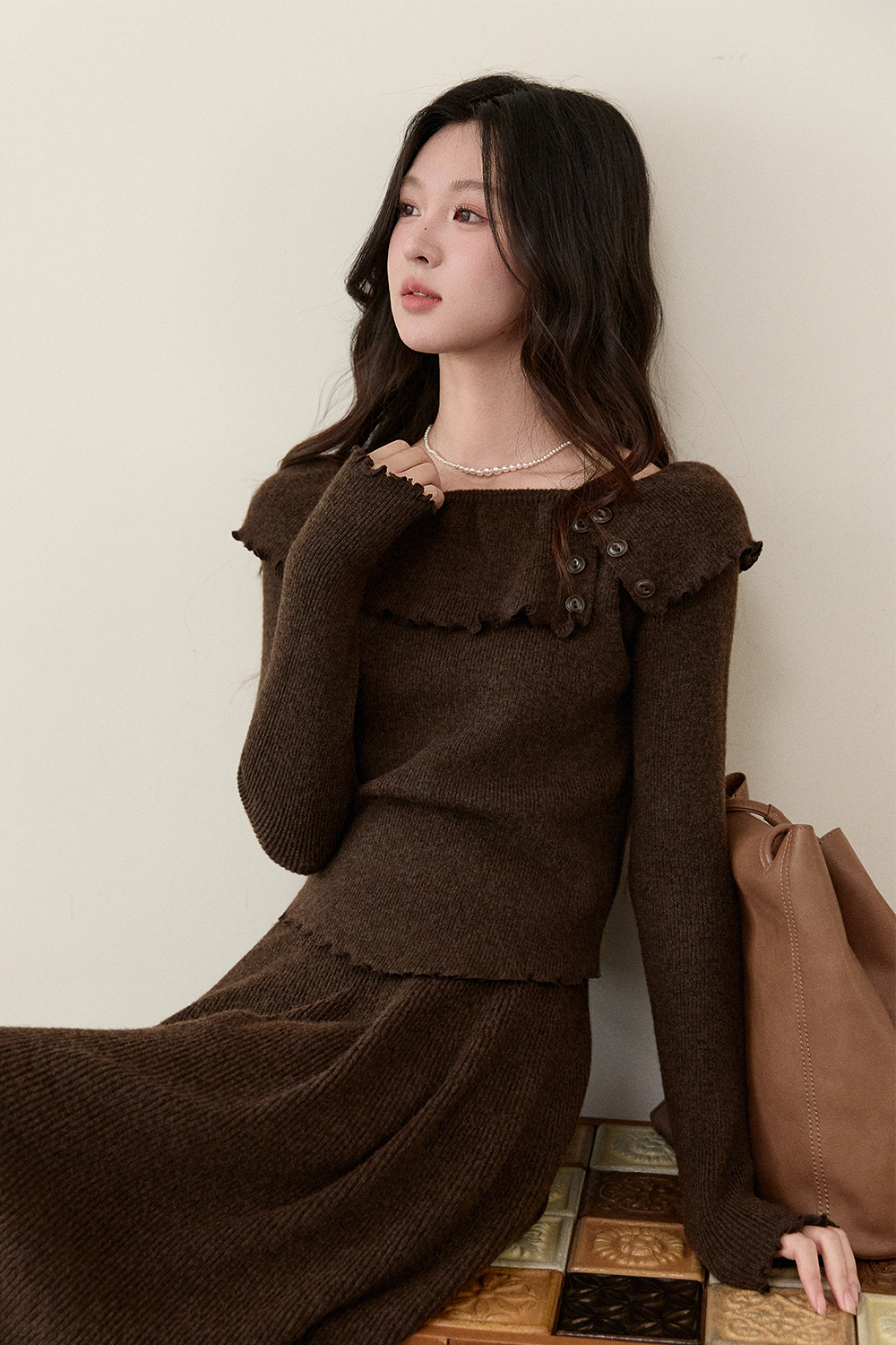 Knit Shirt and Skirt Set