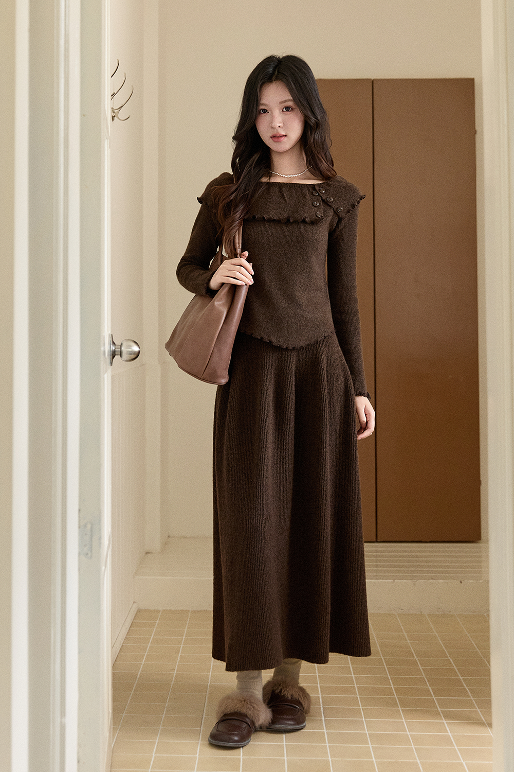 Knit Shirt and Skirt Set