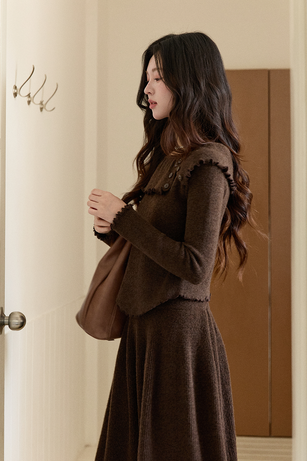 Set Kemeja dan Rok Rajut