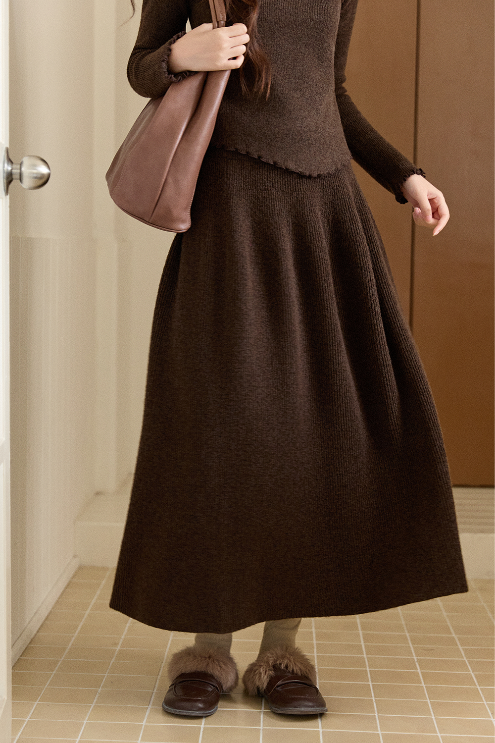 Knit Shirt and Skirt Set