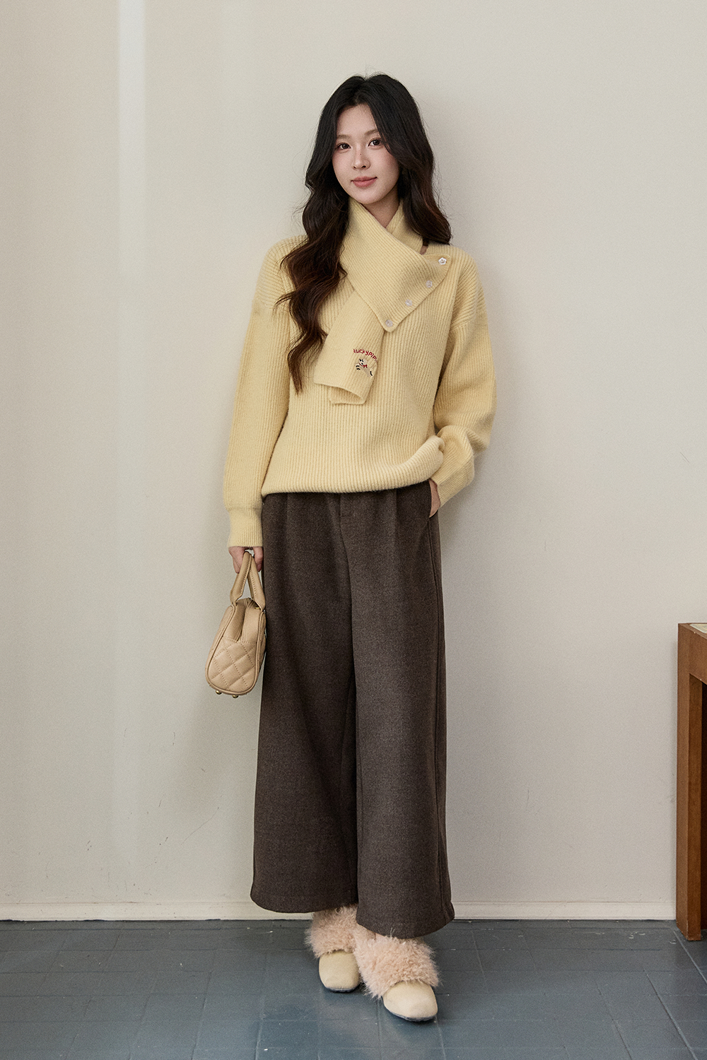 เสื้อถัก+ผ้าพันคอสำหรับผู้หญิง