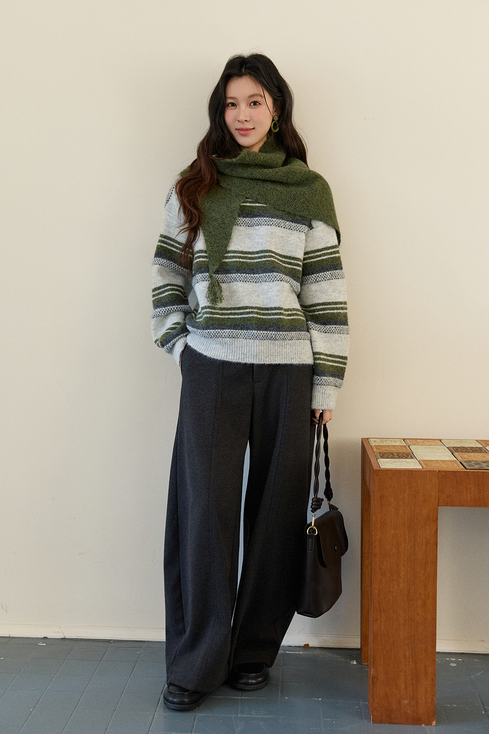 여성용 니트 셔츠 + 숄