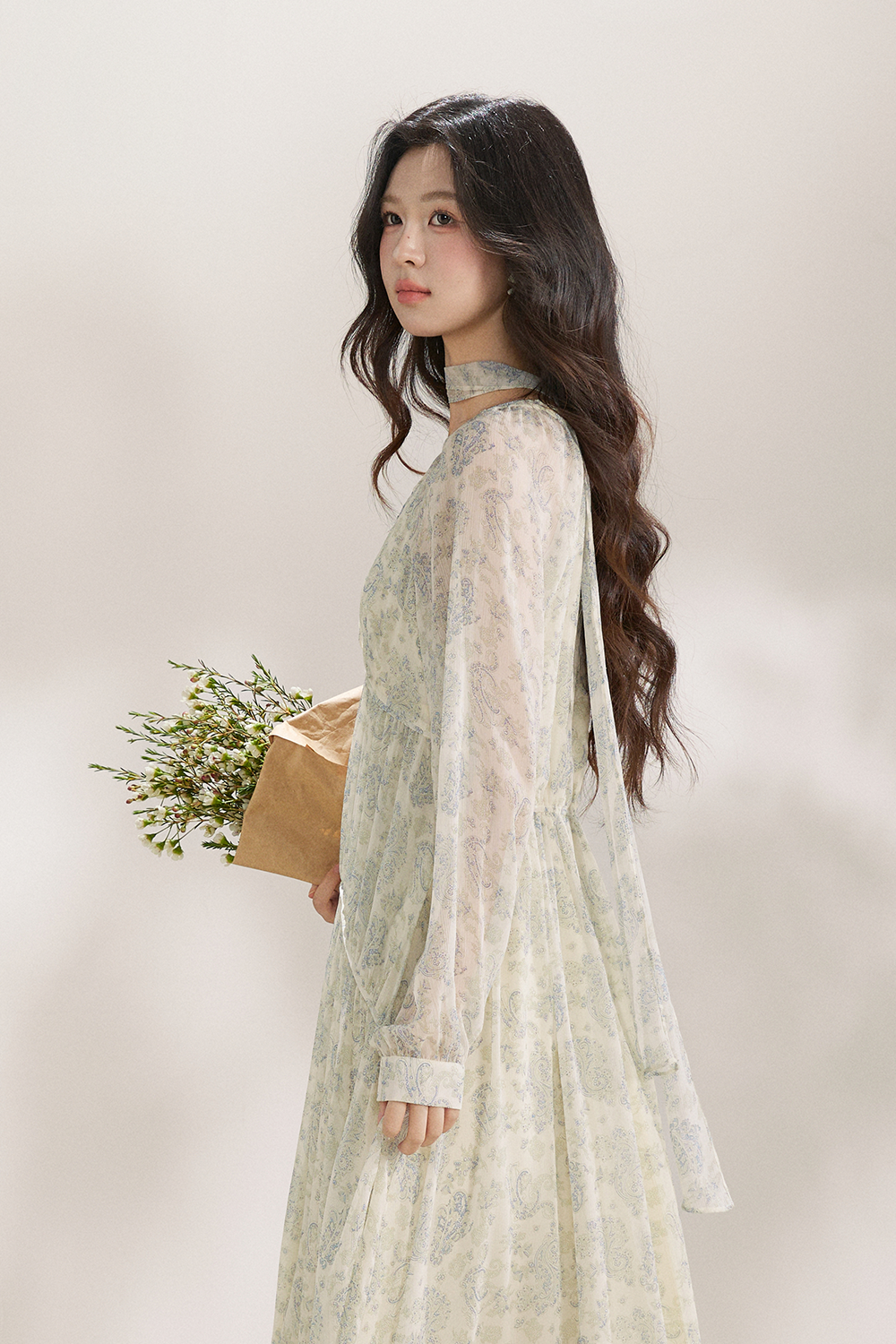 マキシドレス+リボン(レディース)