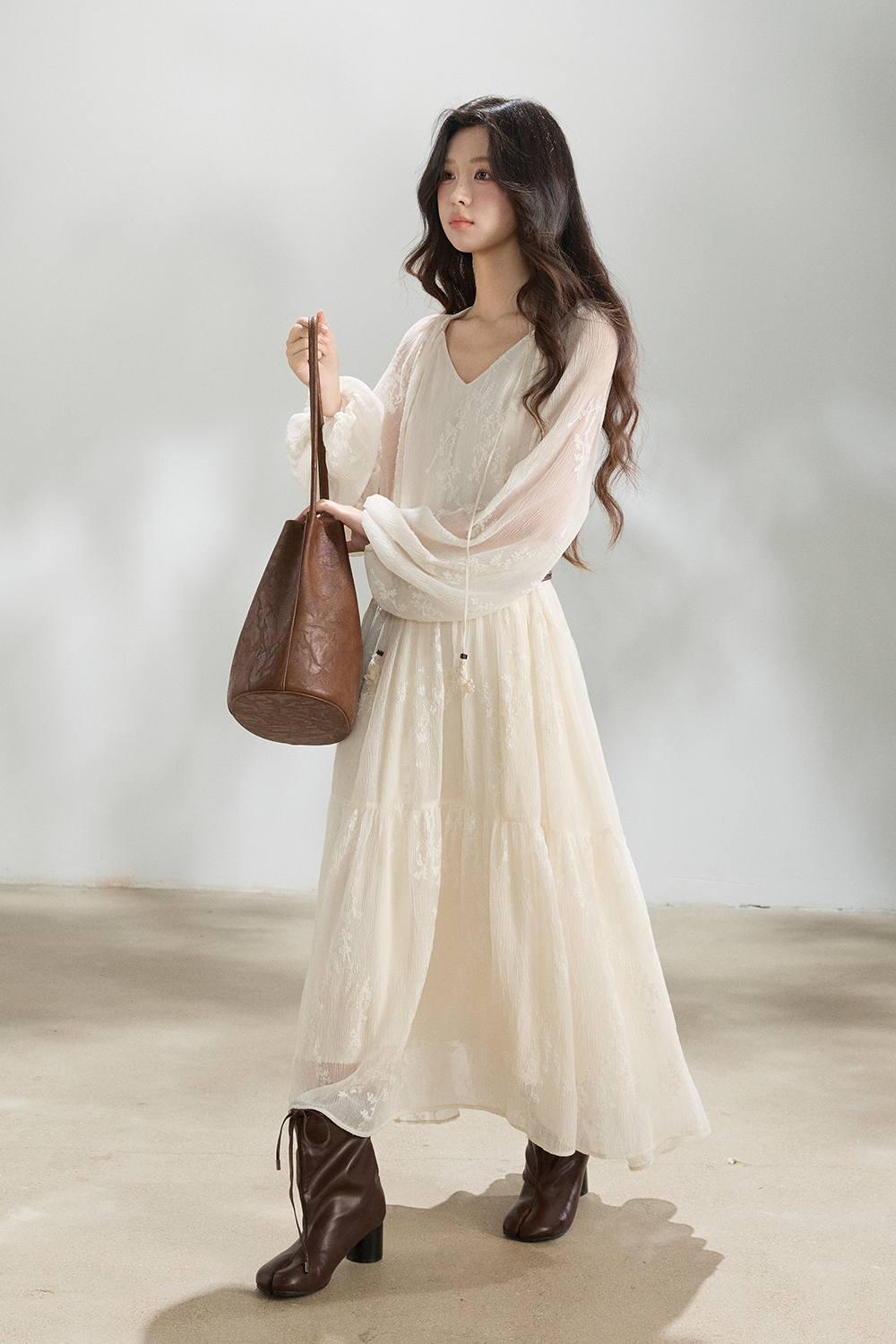 เดรสยาว + เข็มขัด สำหรับผู้หญิง