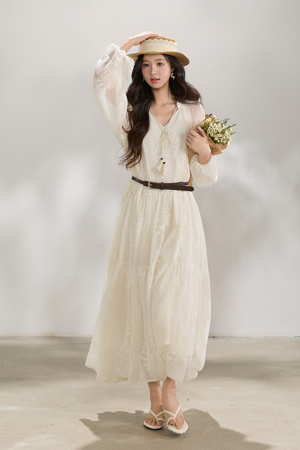 เดรสยาว + เข็มขัด สำหรับผู้หญิง